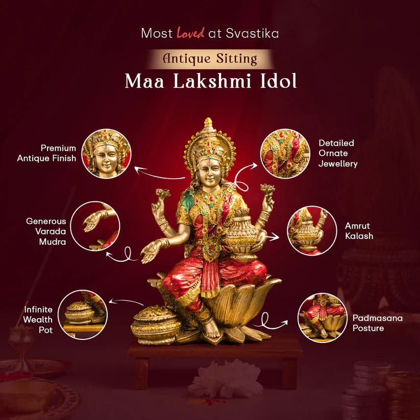 Goddess Lakshmi Antique Idol (7 Inch)