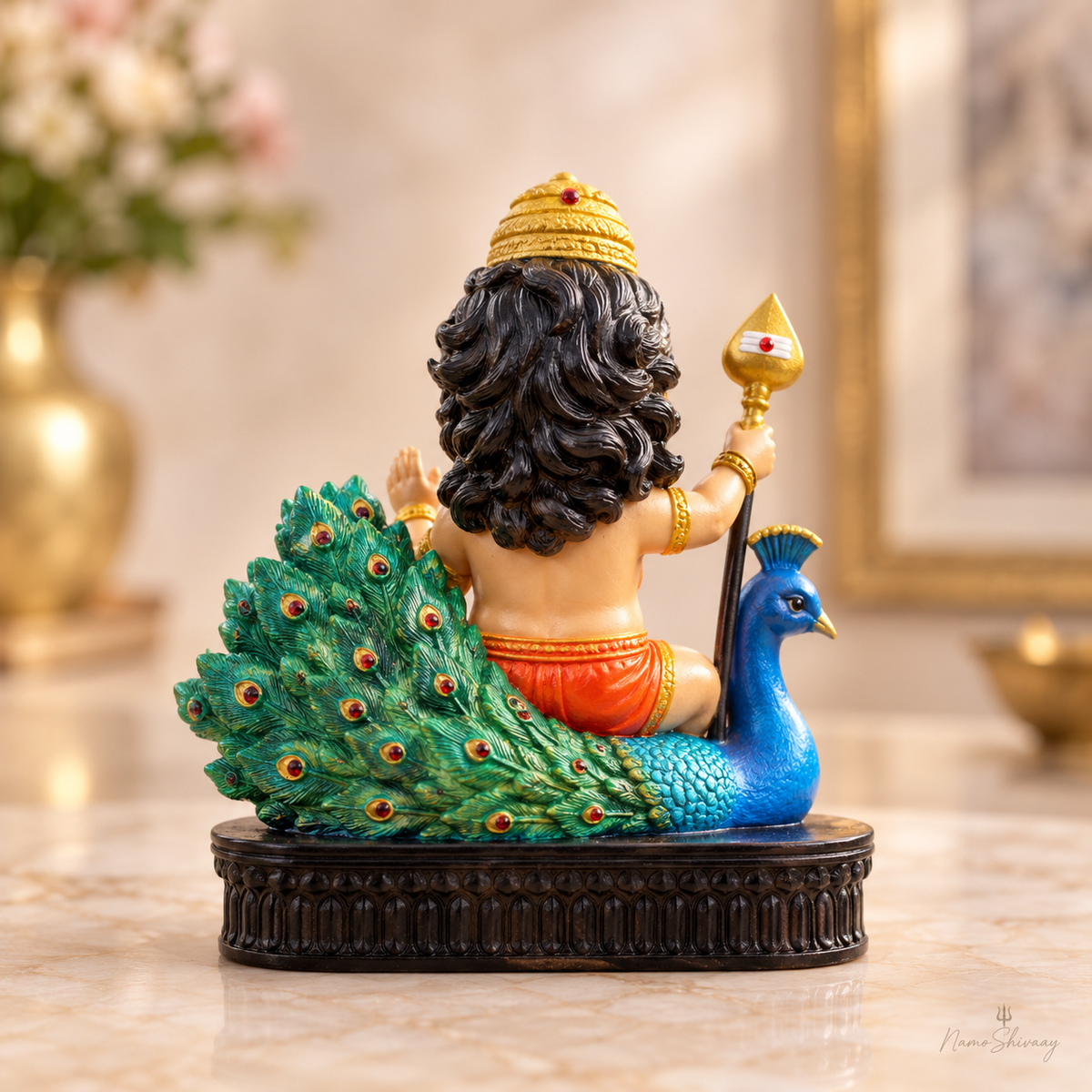Divine Bal Murugan with Peacock Idol