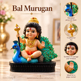 Divine Bal Murugan with Peacock Idol