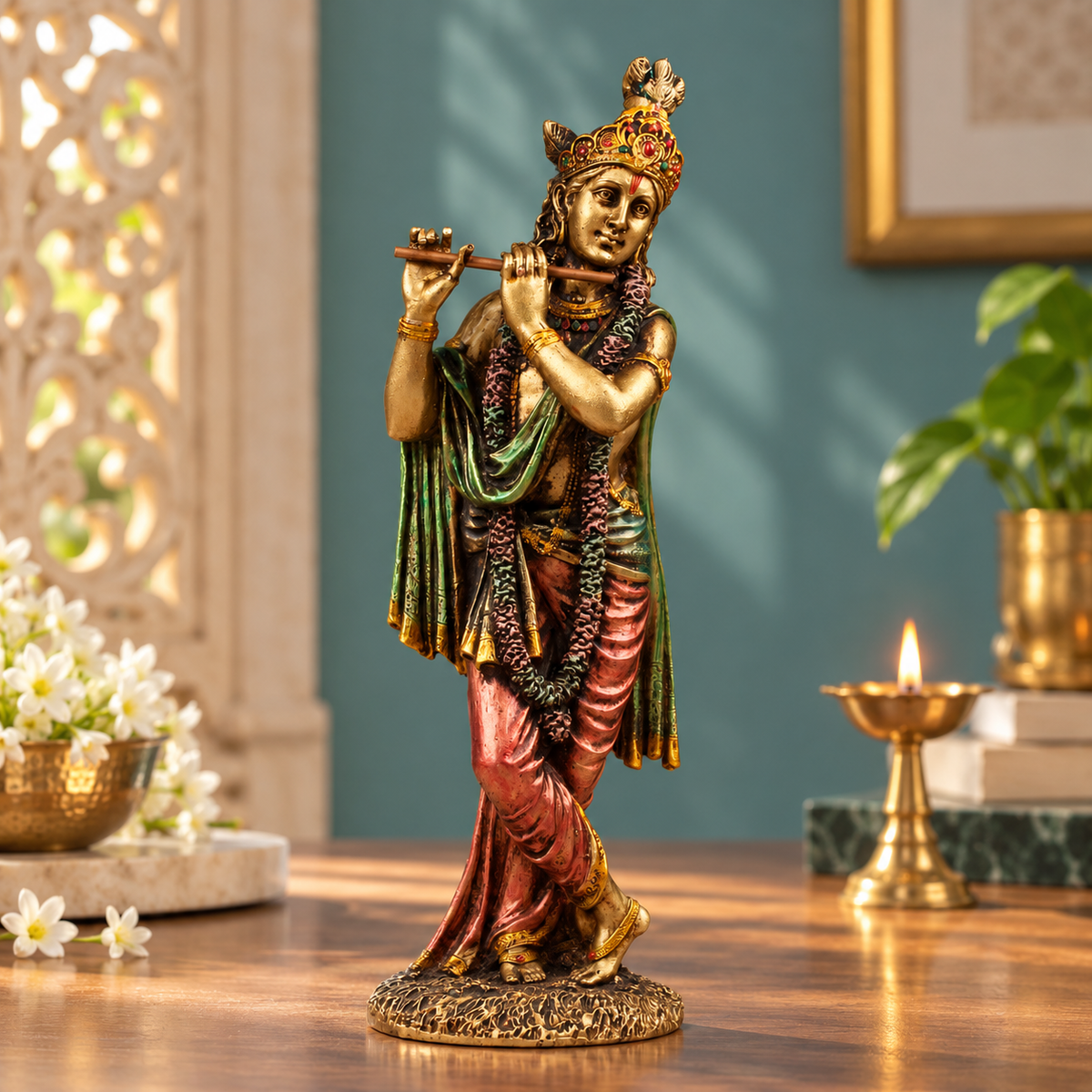 Standing Lord Krishna with Flute Idol