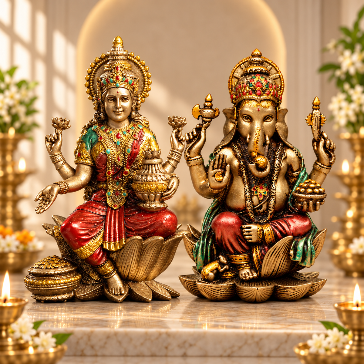 Goddess Lakshmi and Lord Ganesha Idol Set