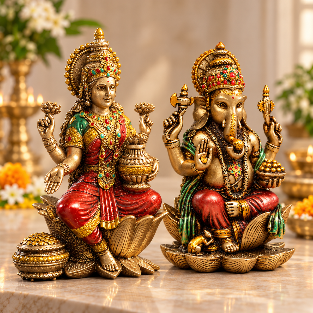 Goddess Lakshmi and Lord Ganesha Idol Set