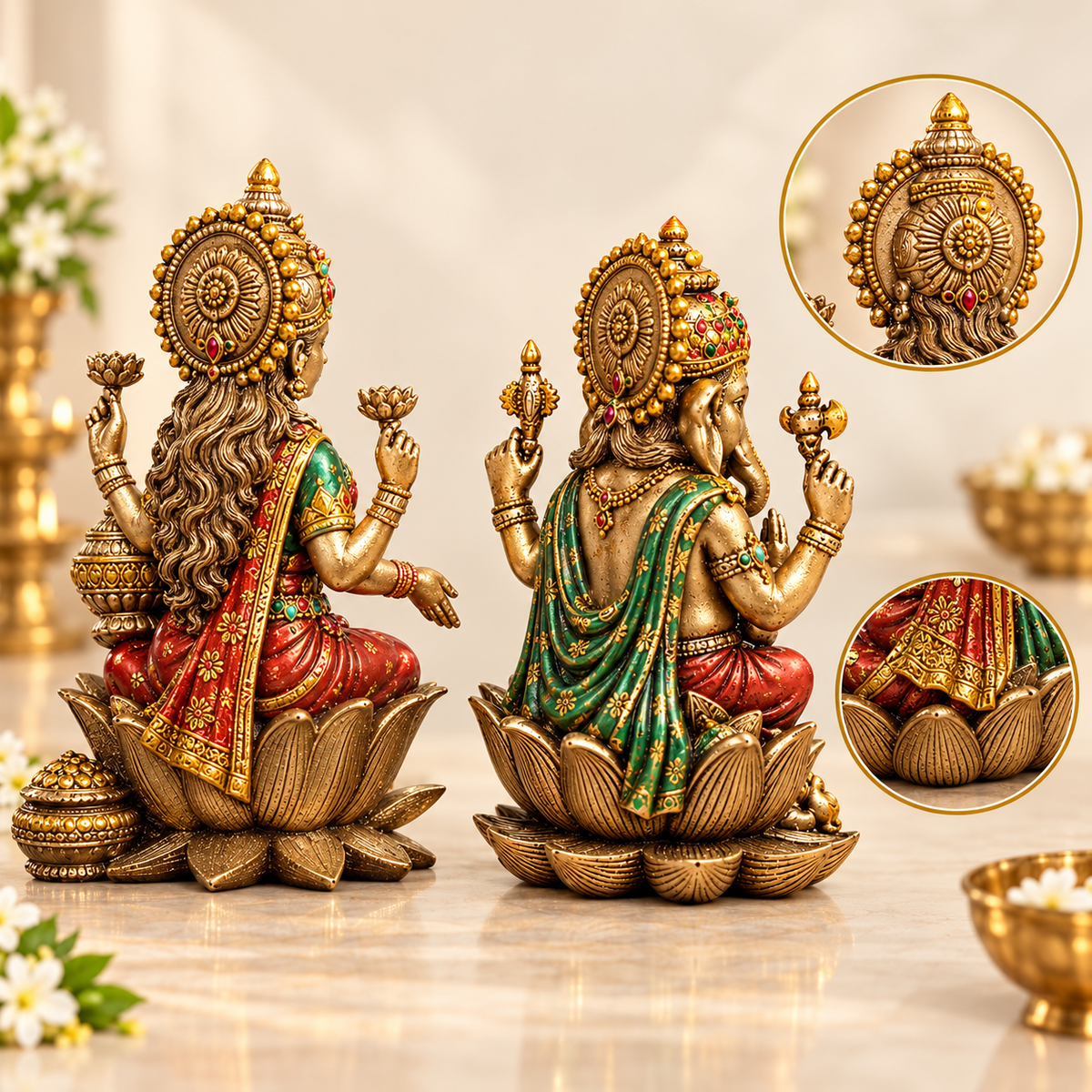 Goddess Lakshmi and Lord Ganesha Idol Set