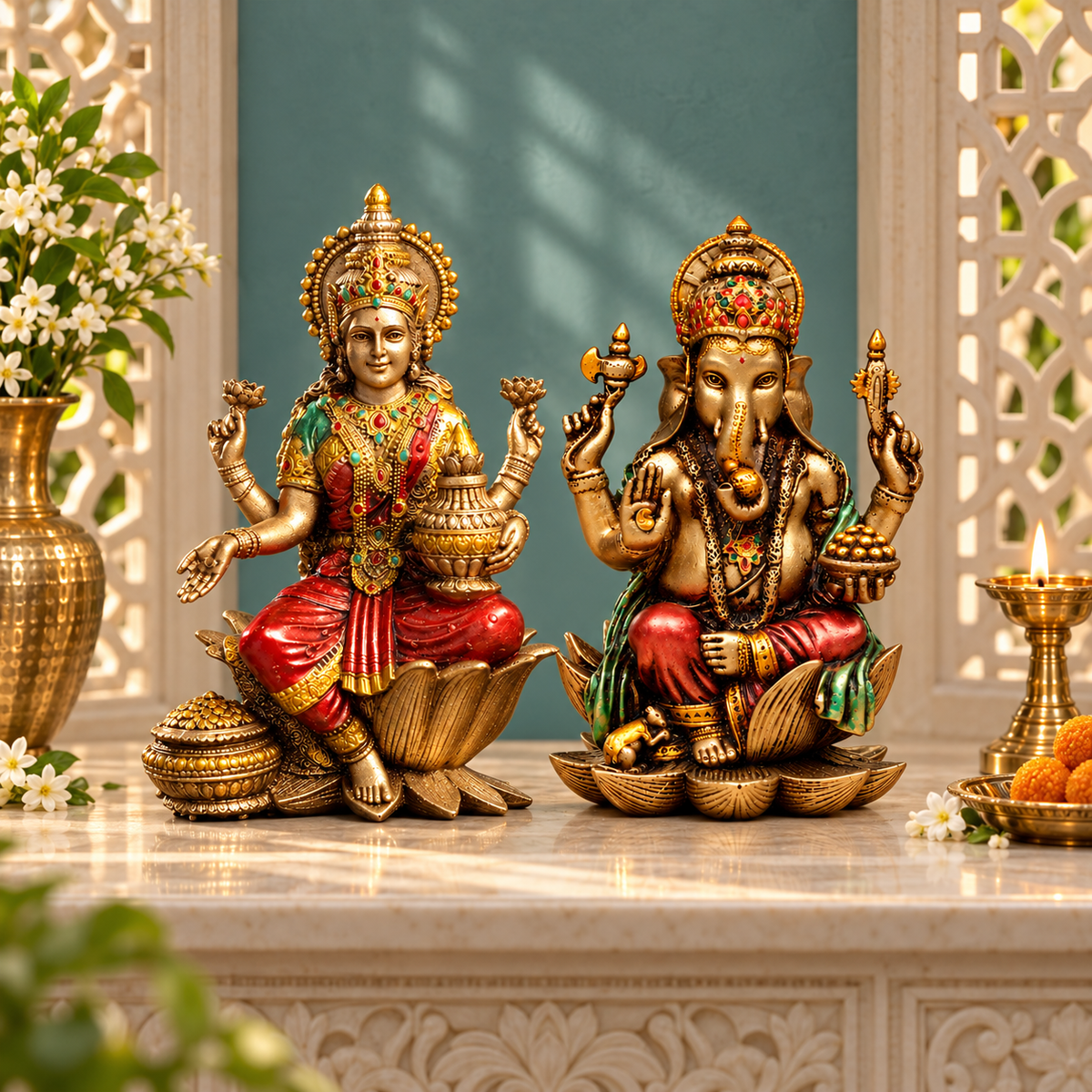 Goddess Lakshmi and Lord Ganesha Idol Set