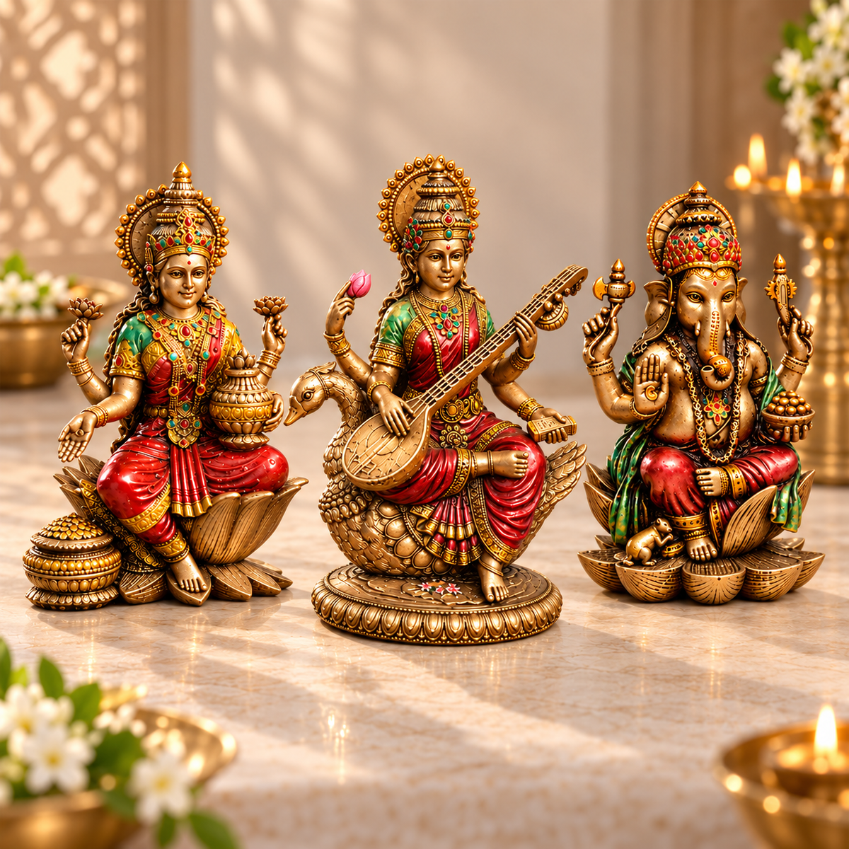 Shubh Lakshmi–Saraswati–Ganesha Murti