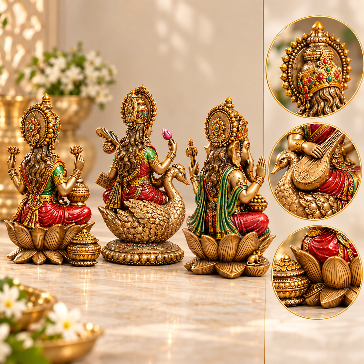 Shubh Lakshmi–Saraswati–Ganesha Murti