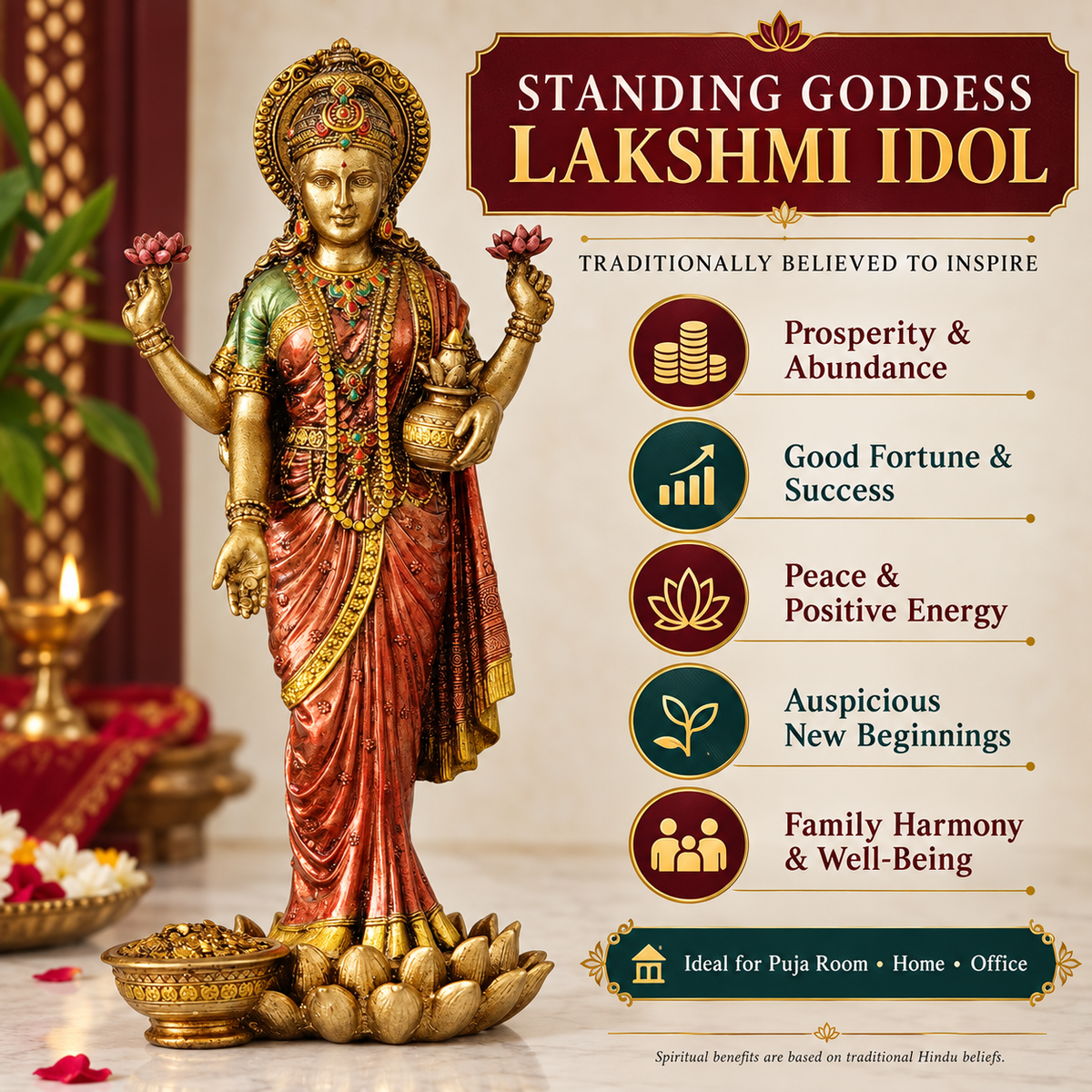 Standing Goddess Lakshmi Idol