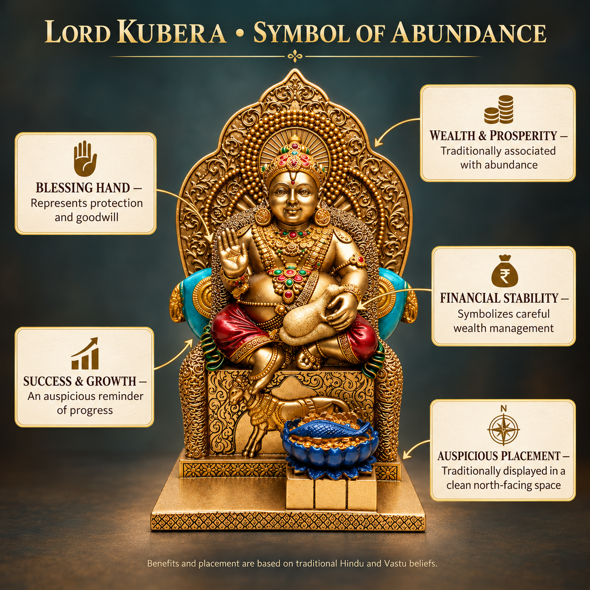 Antique-Golden Lord Kuber Idol
