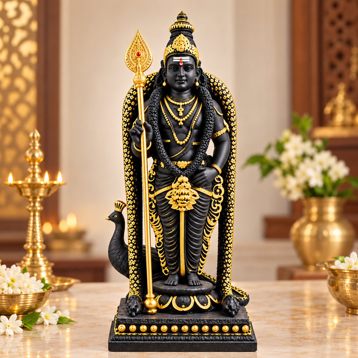 Standing Lord Murugan with Vel Idol