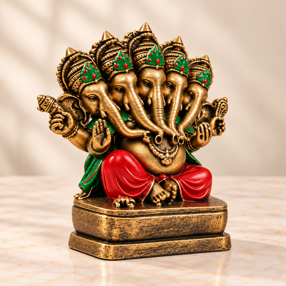 Panchmukhi Rich Gold Ganesha Idol