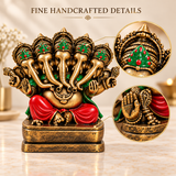 Panchmukhi Rich Gold Ganesha Idol