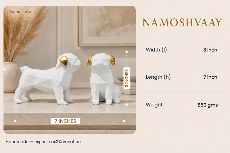 Divine Guardian Dog Pair -Pearl White dimensions