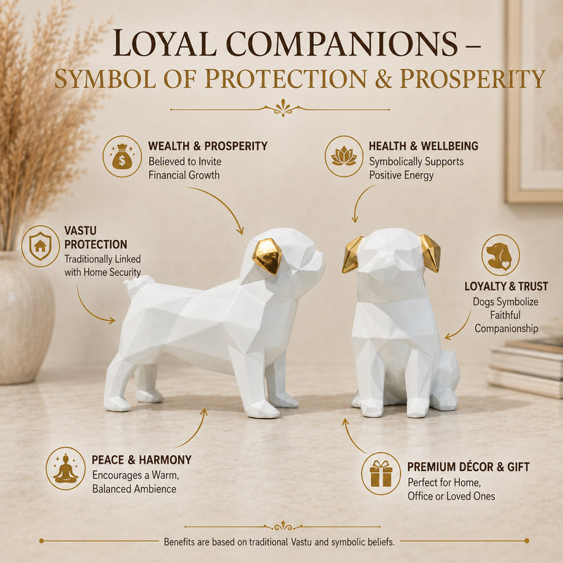 Divine Guardian Dog Pair -Pearl White