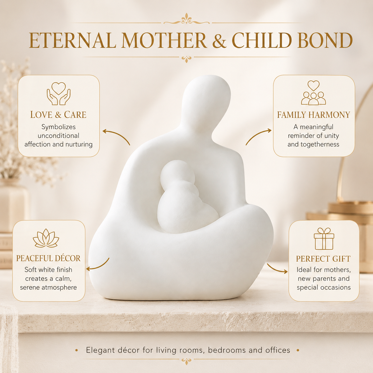 Eternal Motherhood Sculpture - Pure White