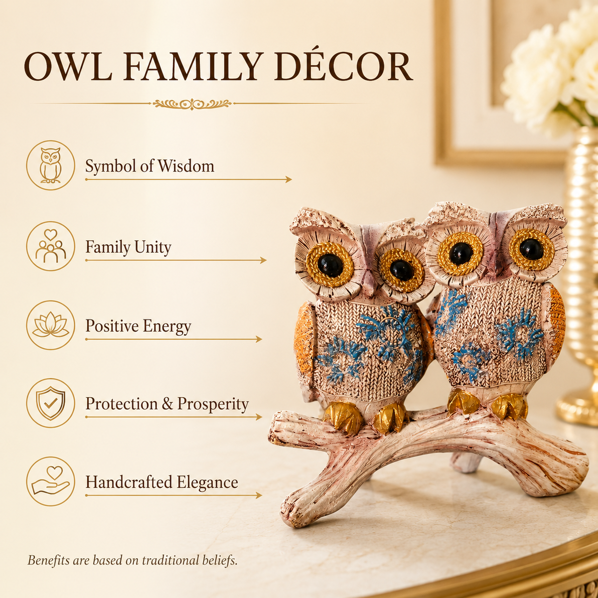 Owl Family on Branch -Shubh Samriddhi Owls