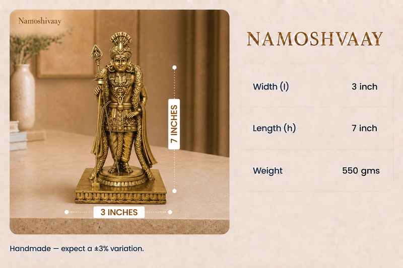Divine Vel Murugan Antique Idol dimensions