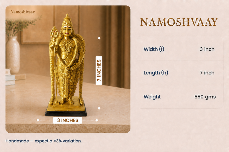 Golden Murugan Blessings Idol dimensions