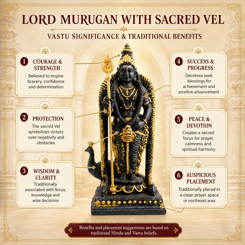 Standing Lord Murugan with Vel Idol