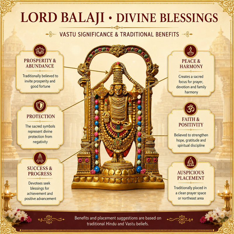 Lord Balaji (Srinivasa) Idol - Antique Finish (8 Inch)
