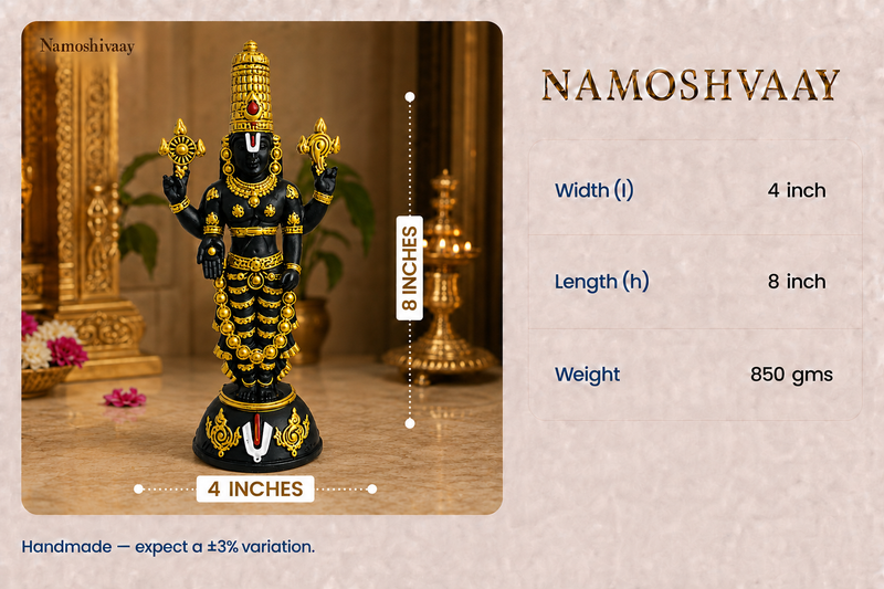 Lord Tirupati Balaji Idol dimensions