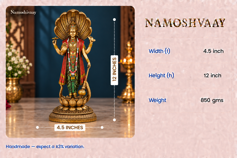 Standing Lord Vishnu with Sheshnag Idol dimensions