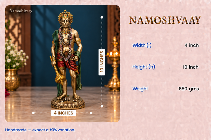 Standing Lord Hanuman with Gada Idol dimensions