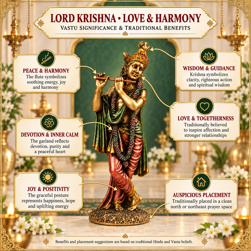 Standing Lord Krishna with Flute Idol