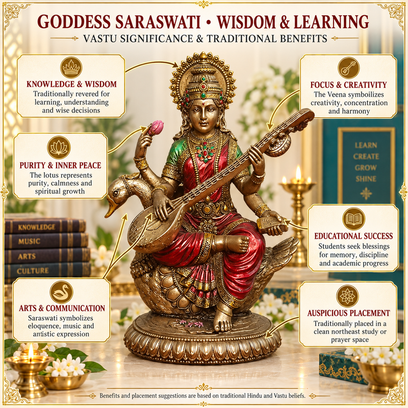 Goddess Saraswati with Veena Idol