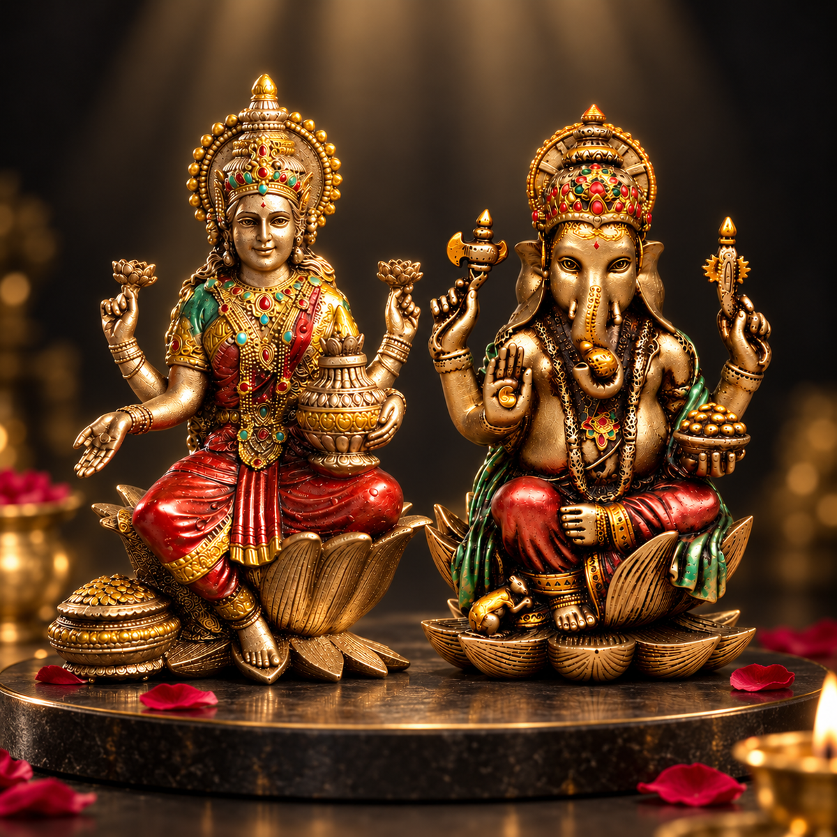 Goddess Lakshmi and Lord Ganesha Idol Set