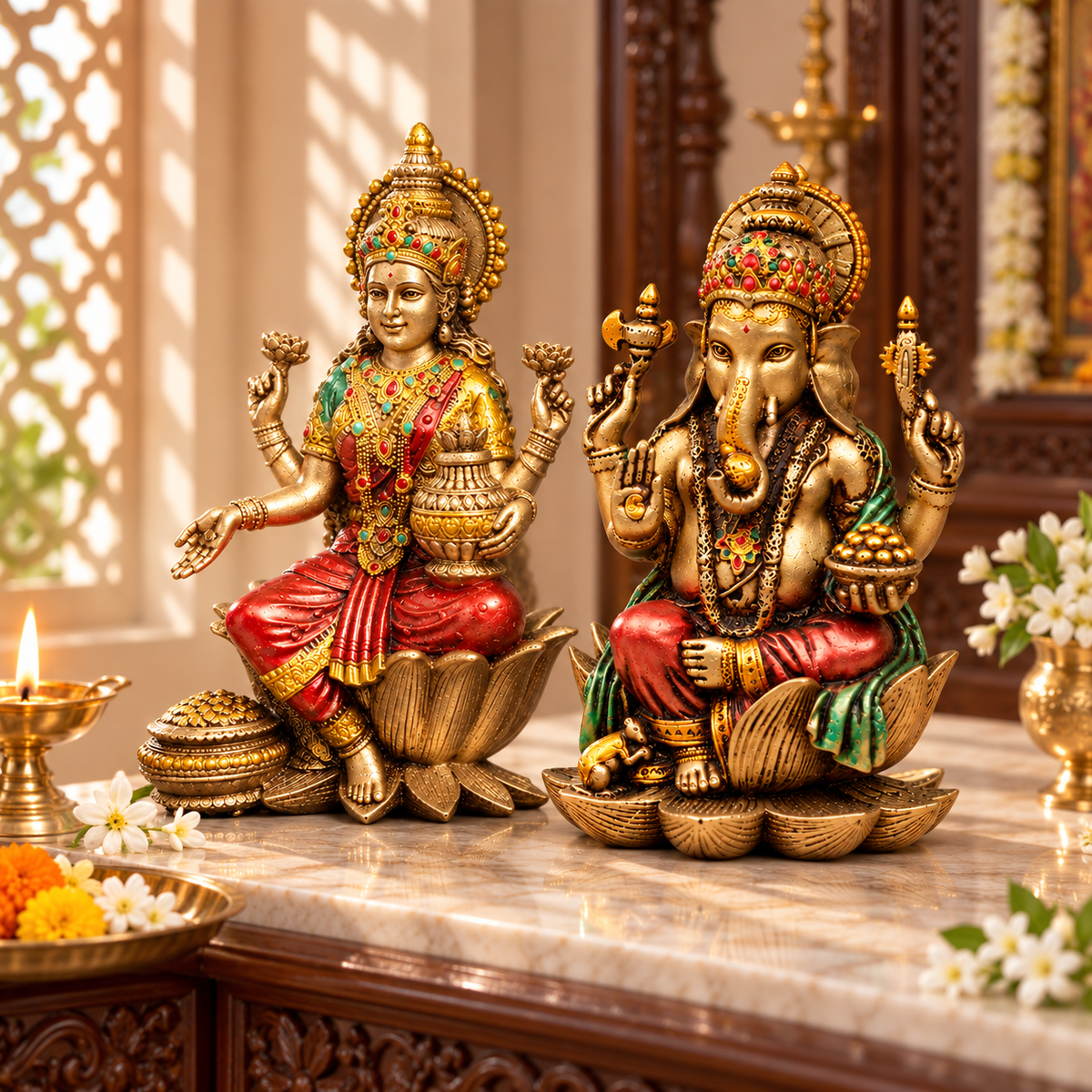 Goddess Lakshmi and Lord Ganesha Idol Set