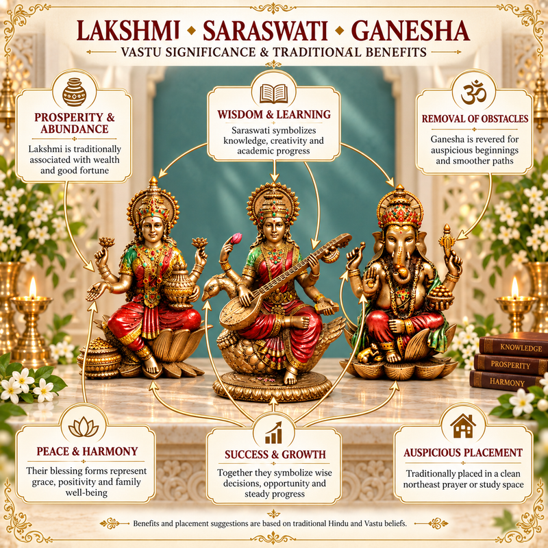 Shubh Lakshmi–Saraswati–Ganesha Murti