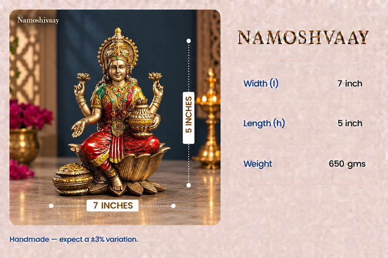 Goddess Lakshmi Antique Idol (7 Inch) dimensions