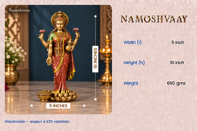 Standing Goddess Lakshmi Idol dimensions