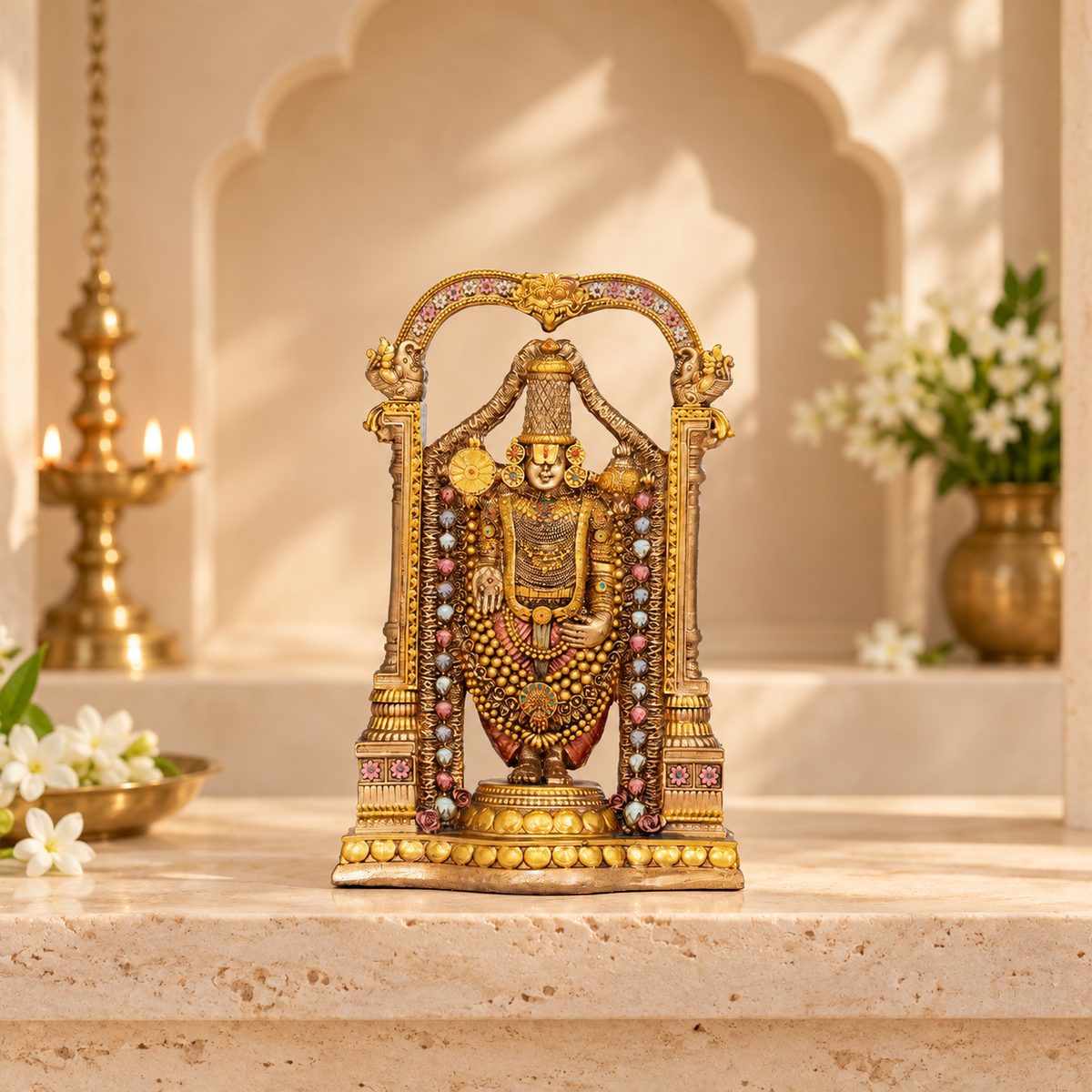 Lord Balaji (Srinivasa) Idol - Antique Finish (8 Inch)