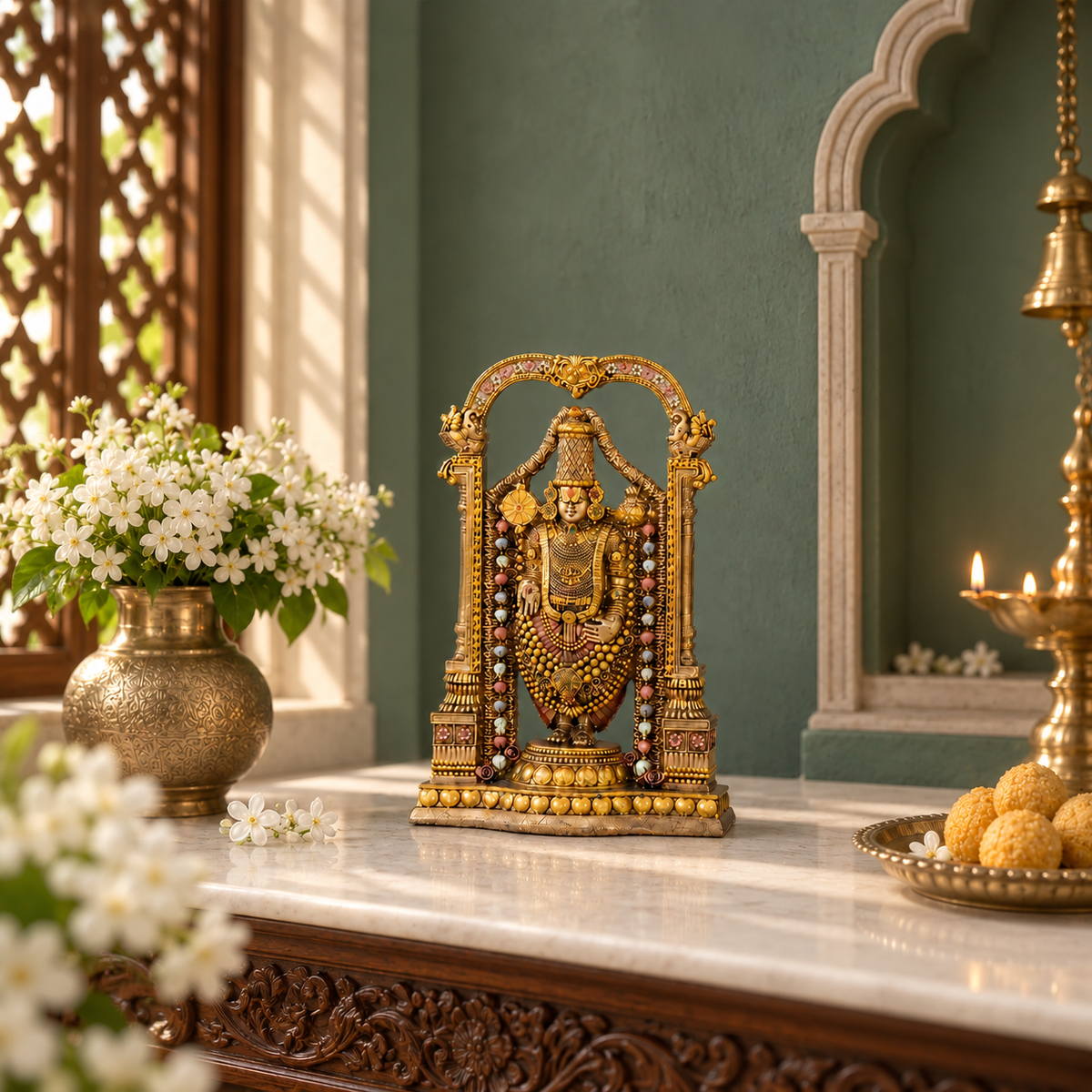Lord Balaji (Srinivasa) Idol - Antique Finish (8 Inch)