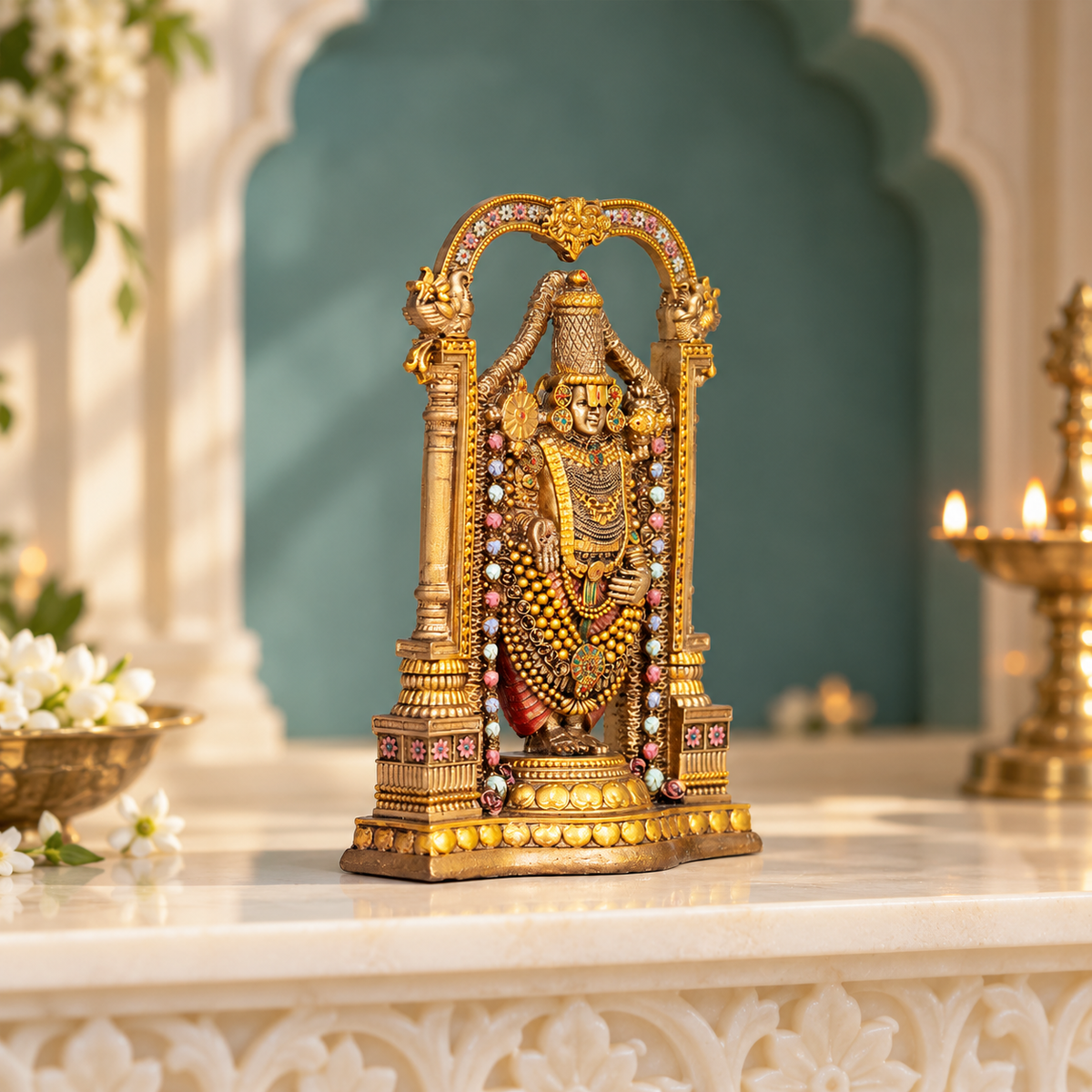 Lord Balaji (Srinivasa) Idol - Antique Finish (8 Inch)