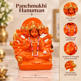 Panchmukhi Hanuman Protection Idol – Orange & Gold