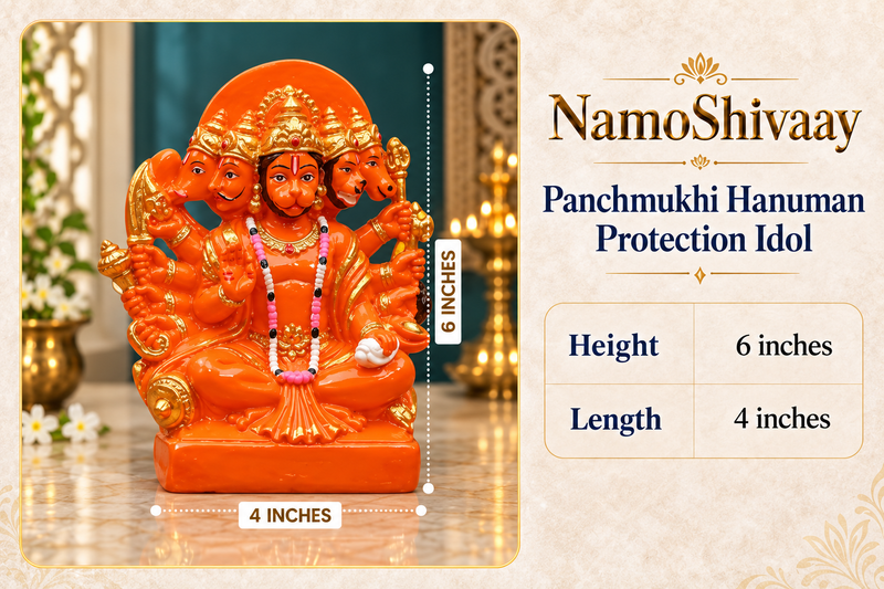 Panchmukhi Hanuman Protection Idol – Orange & Gold dimensions