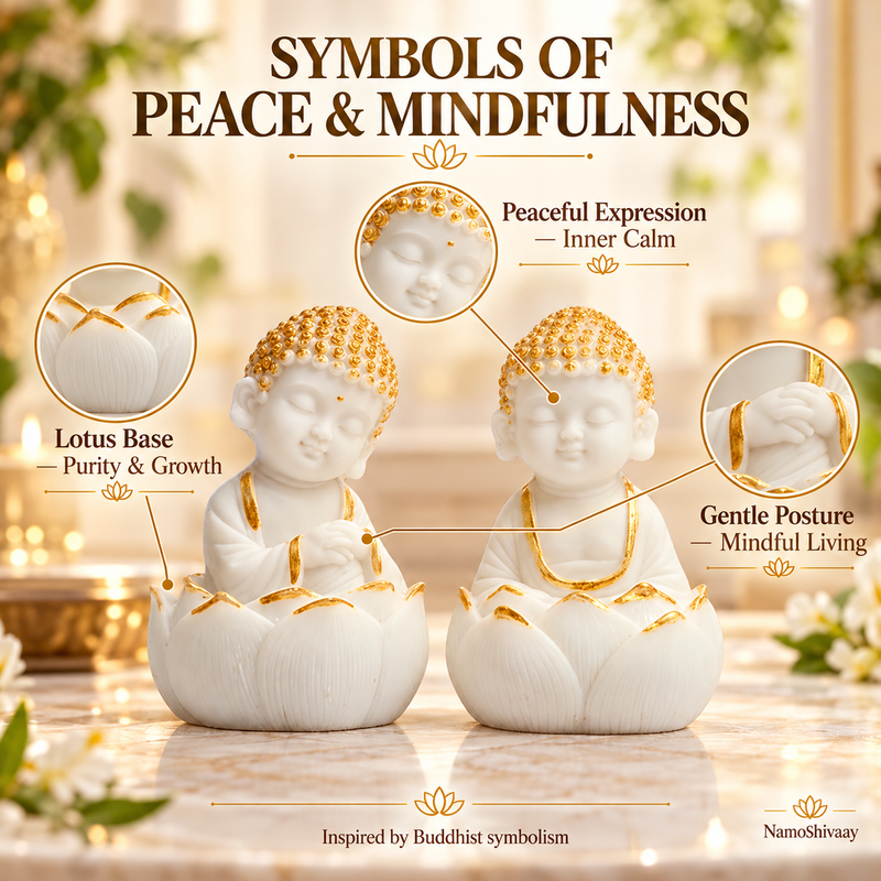 Lotus Buddha Pair – White & Gold