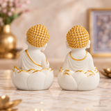 Lotus Buddha Pair – White & Gold